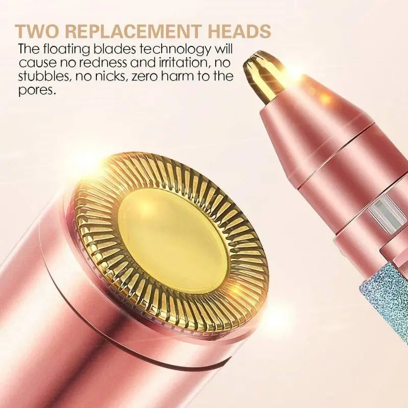 Eyebrow trimmer with to replacement heads.