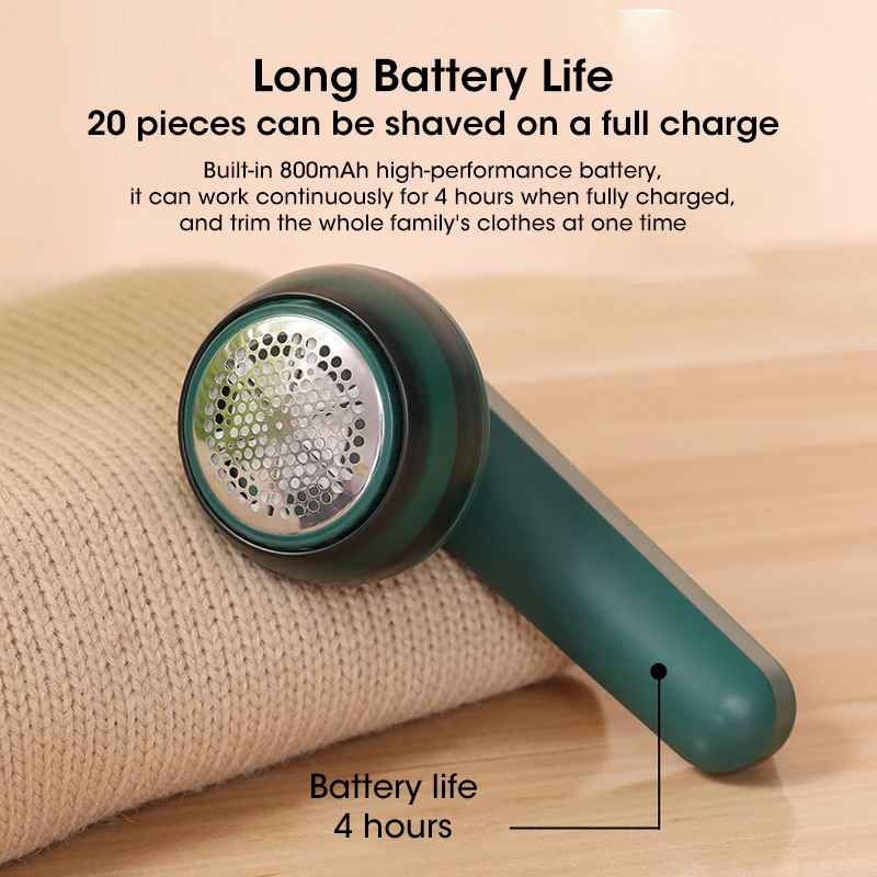 Electric lint remover with long battery life.